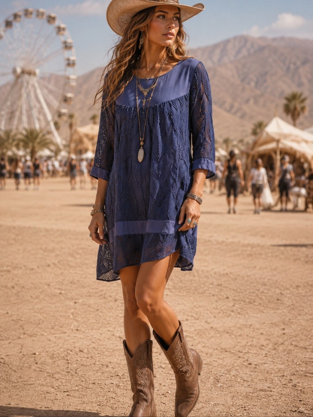 Anthropologie Holding Horses Augusta cotton blend Crochet Dress Navy sz XSmall